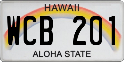 HI license plate WCB201