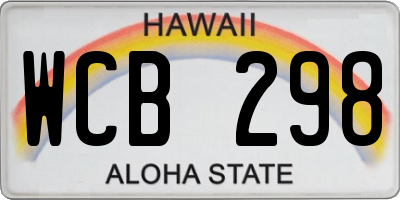 HI license plate WCB298