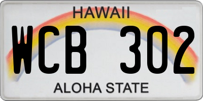 HI license plate WCB302