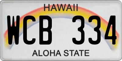 HI license plate WCB334