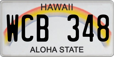 HI license plate WCB348