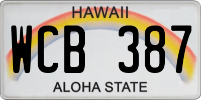 HI license plate WCB387