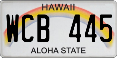 HI license plate WCB445