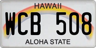 HI license plate WCB508