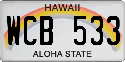 HI license plate WCB533