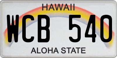 HI license plate WCB540