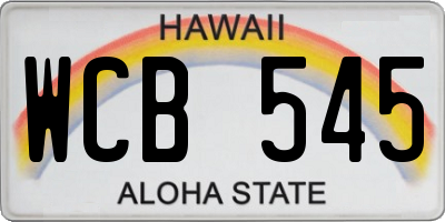 HI license plate WCB545