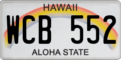 HI license plate WCB552
