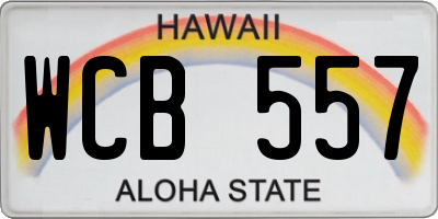 HI license plate WCB557