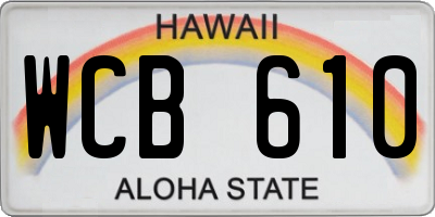 HI license plate WCB610