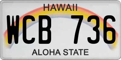 HI license plate WCB736