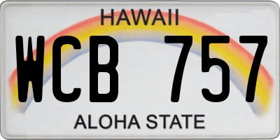 HI license plate WCB757