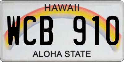 HI license plate WCB910