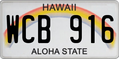 HI license plate WCB916