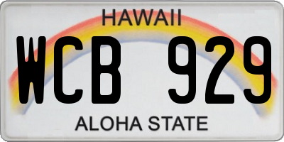 HI license plate WCB929
