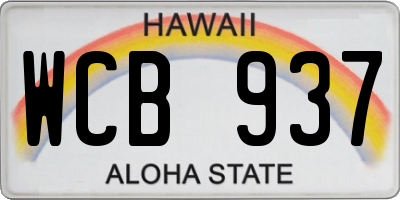 HI license plate WCB937