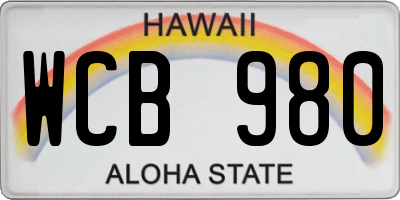 HI license plate WCB980