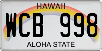 HI license plate WCB998