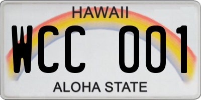 HI license plate WCC001