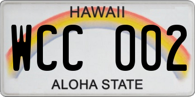 HI license plate WCC002