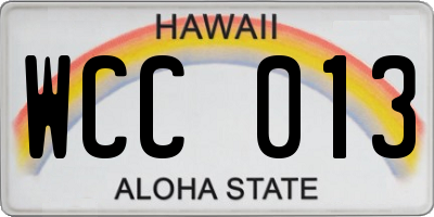 HI license plate WCC013