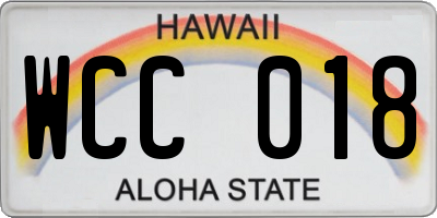 HI license plate WCC018