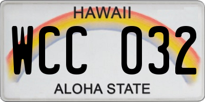 HI license plate WCC032