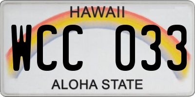 HI license plate WCC033