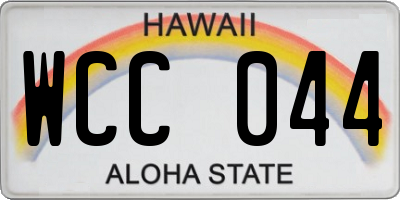 HI license plate WCC044