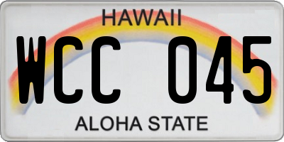 HI license plate WCC045