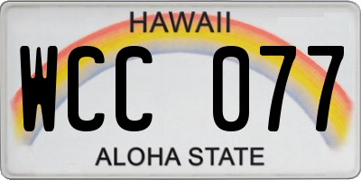 HI license plate WCC077