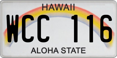 HI license plate WCC116