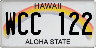 HI license plate WCC122