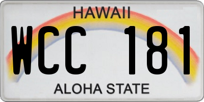 HI license plate WCC181