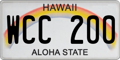 HI license plate WCC200