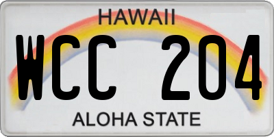 HI license plate WCC204
