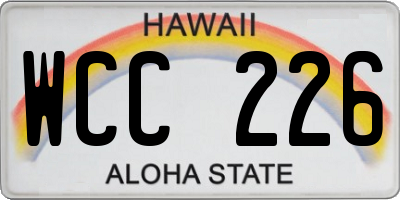 HI license plate WCC226