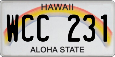 HI license plate WCC231