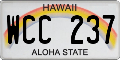 HI license plate WCC237