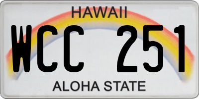 HI license plate WCC251