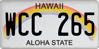 HI license plate WCC265