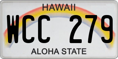 HI license plate WCC279