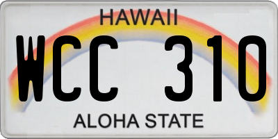 HI license plate WCC310