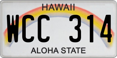 HI license plate WCC314