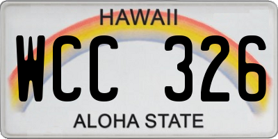 HI license plate WCC326