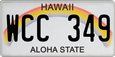 HI license plate WCC349