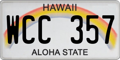HI license plate WCC357