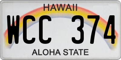HI license plate WCC374