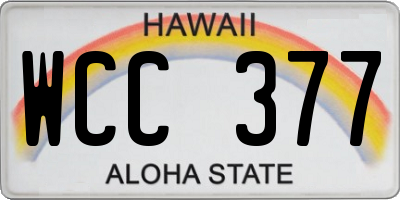 HI license plate WCC377