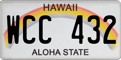 HI license plate WCC432